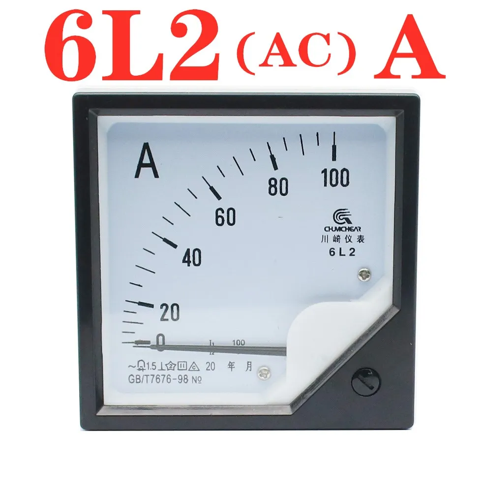 

6L2 AC Ammeter 1A 2A 3A 5A 10A 15A 20A 30A 50A Ammeter Pointer Instrument AC75*75mm Mechanical Installation