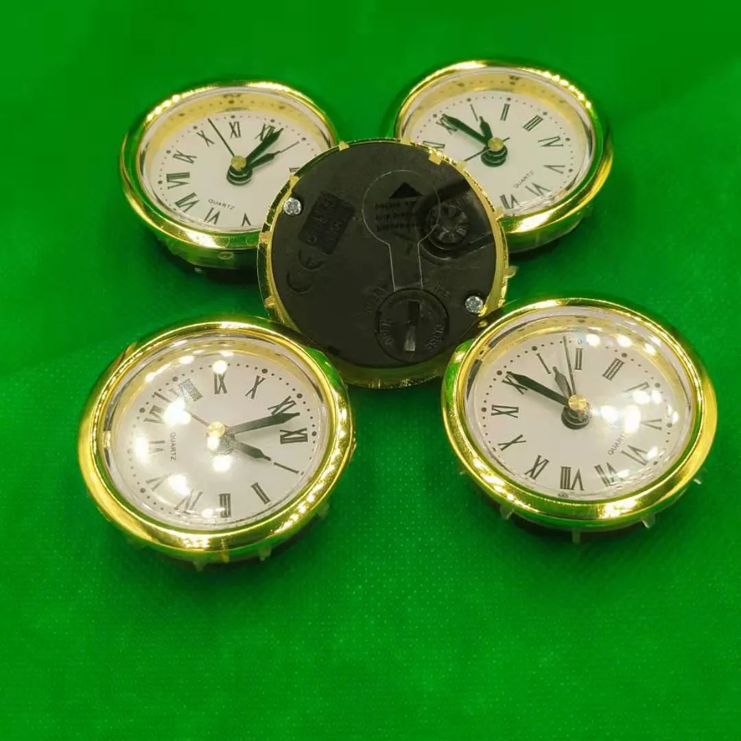 5PCS Gold Rim Diameter 50MM Insert Quartz Clock for Built-in Insert Clock Head DIY Desk quartz clock movement