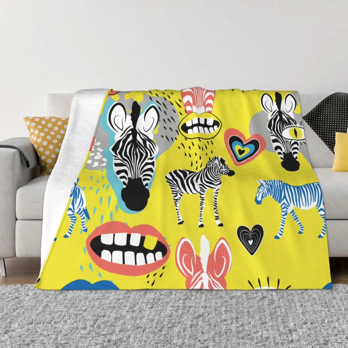 

Crazy Zebra Portable Warm Throw Blankets for Bedding Travel