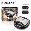 SOKANY102 Electric Sandwich Maker Panini 750W Waffle Maker Cooking Kitchen Appliances Breakfast Waffles Machine Non-stick Pan 4