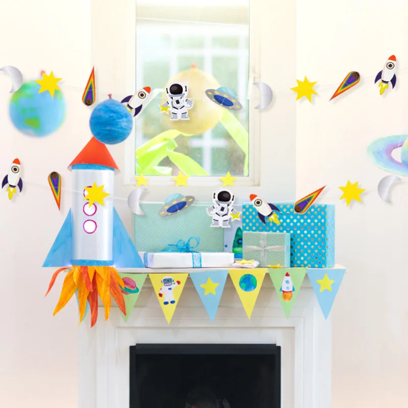 Universum Raum Planeten Sternenhimmel Party Hängende Dekoration Papier Girlanden Banner Kinder Geburtstag Party Dekorationen Baby Shower Junge – Detail 12