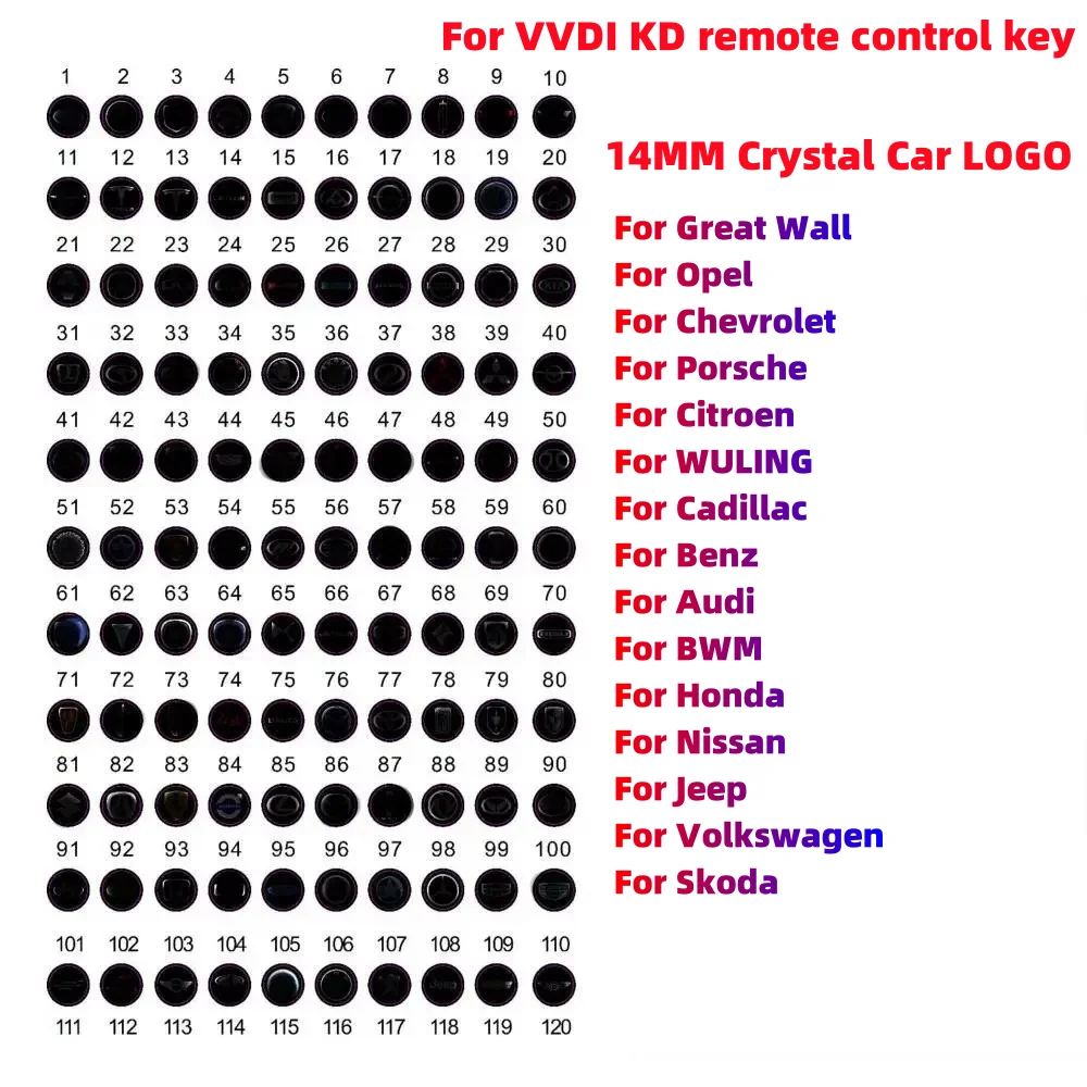 50Pcs/Lot 14MM For VVDI KD Remote Key Car Key Epoxy Sticker Badges car accessories car sticker Remote For BMW Benz BYD GMC Opel KIA Subaru