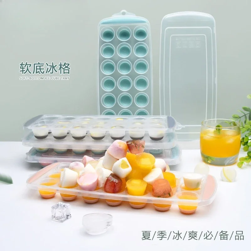 

21 Grid with Cover Anti-bacteria Soft Bottom Ice Mold Refrigerator Ice Box DIY Homemade Ice Cream Supplies