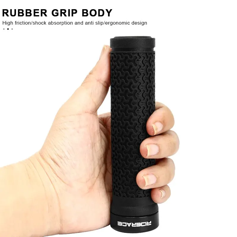 RIDERACE Non-slip Rubber Bicycle Handlebar Grips with Soft Locking Cover
