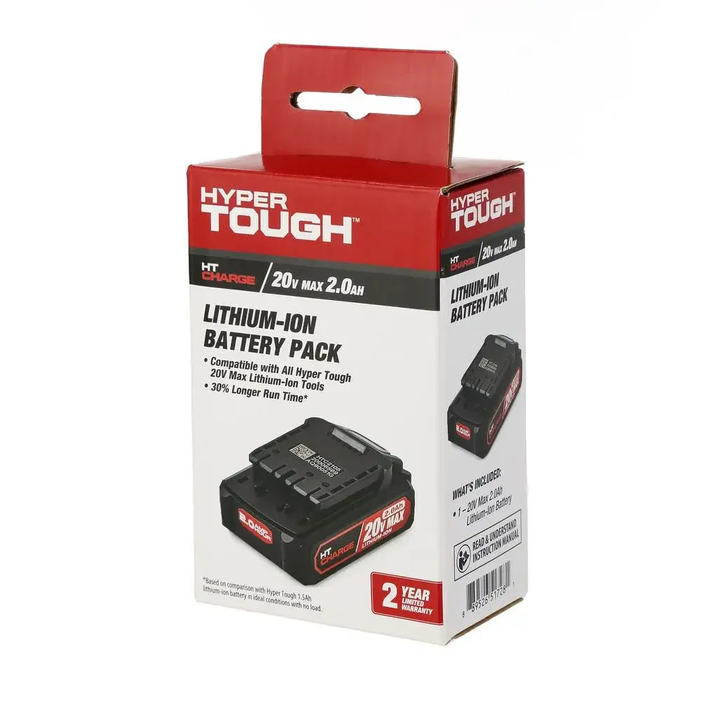 Hyper Tough 20V MAX Lithium-Ion Battery Pack Long Lasting
