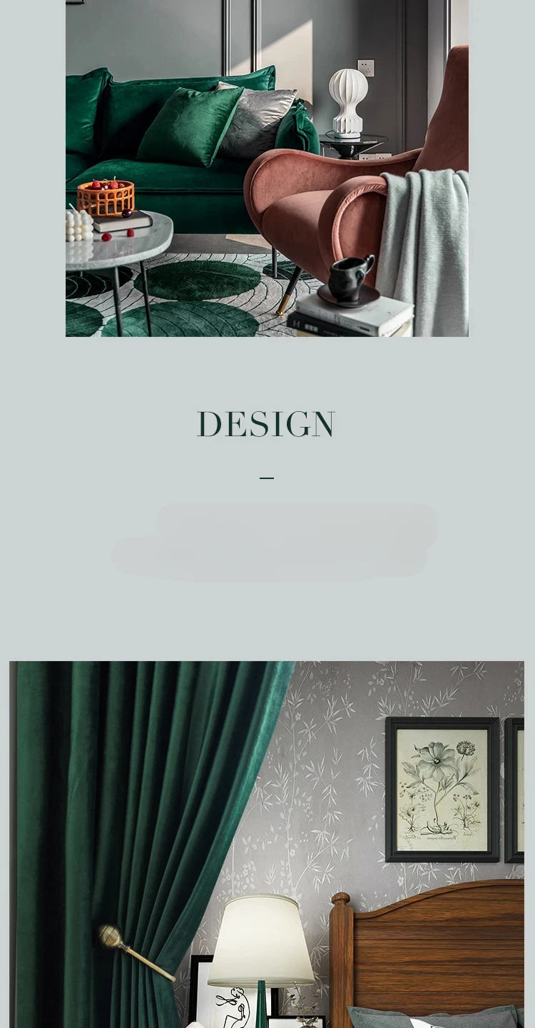 Dark Green Velvet Curtains - Luxury 80 Blackout Window Drapes for Living Room and Bedroom
