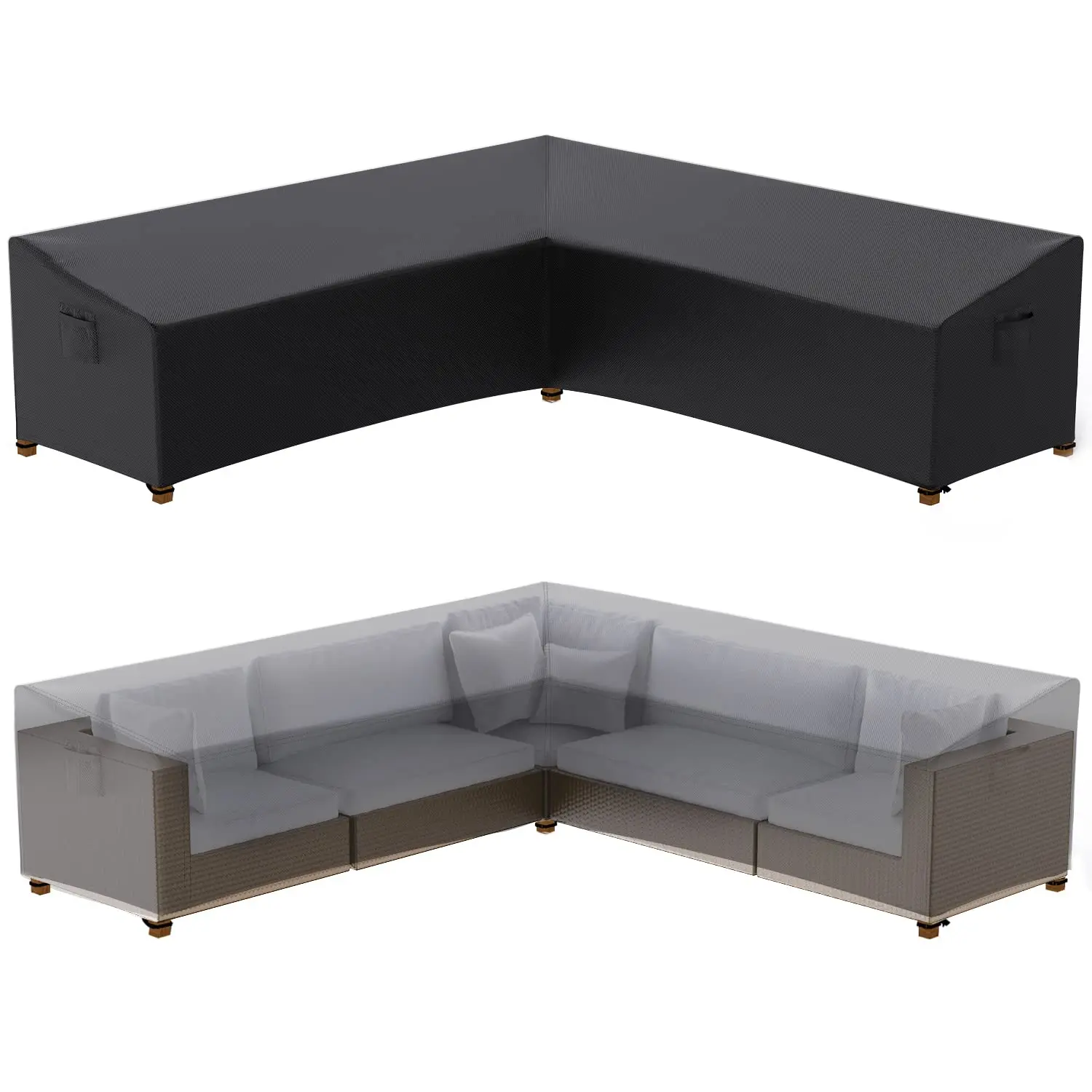 420D Garden Furniture Cover L Shape Corner Heavy Duty Waterproof Sofa Protective Lawn Outdoor Couch Covers