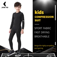 Winter Thermal Underwear For Kids Outdoor Running Set Boy Gym Jogging Compression Tights Workout Thermal Tights Child Soccer Kit 2