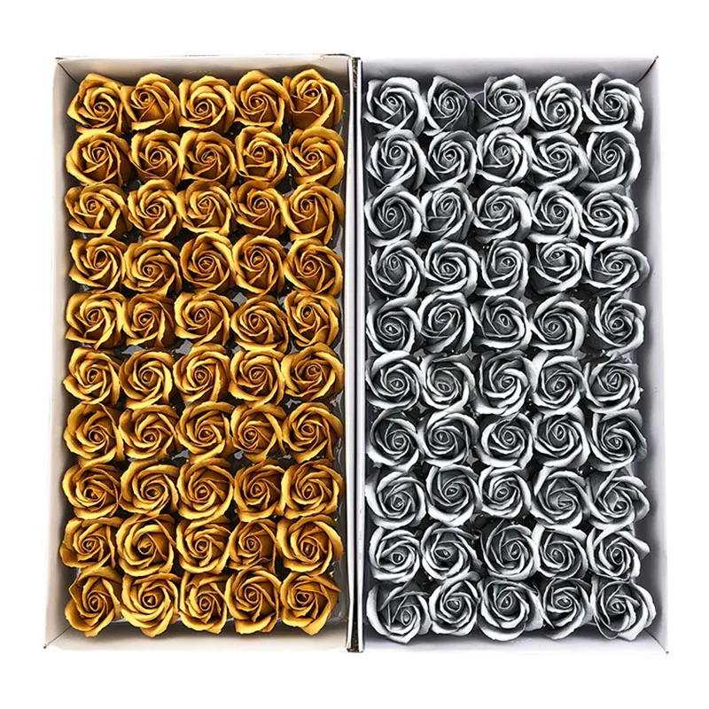 5X7cm Silver Gold Soap Roses 3layer fashion luxury floral gift bouquet for Mother