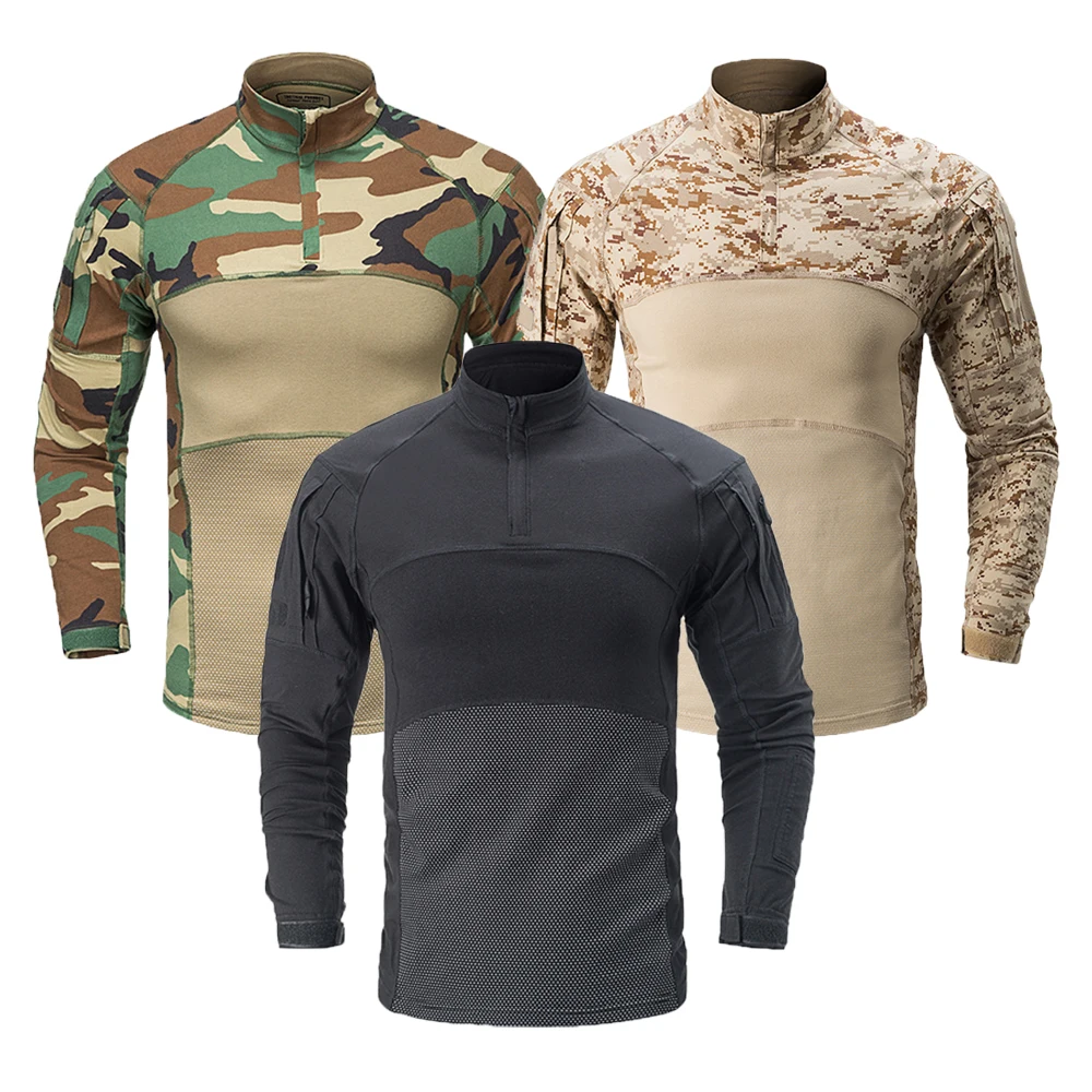 Tactical Combat Shirt Men Cotton Military Uniform Camouflage T Shirt Multicam Army Clothes Camo Long Sleeve Shirt