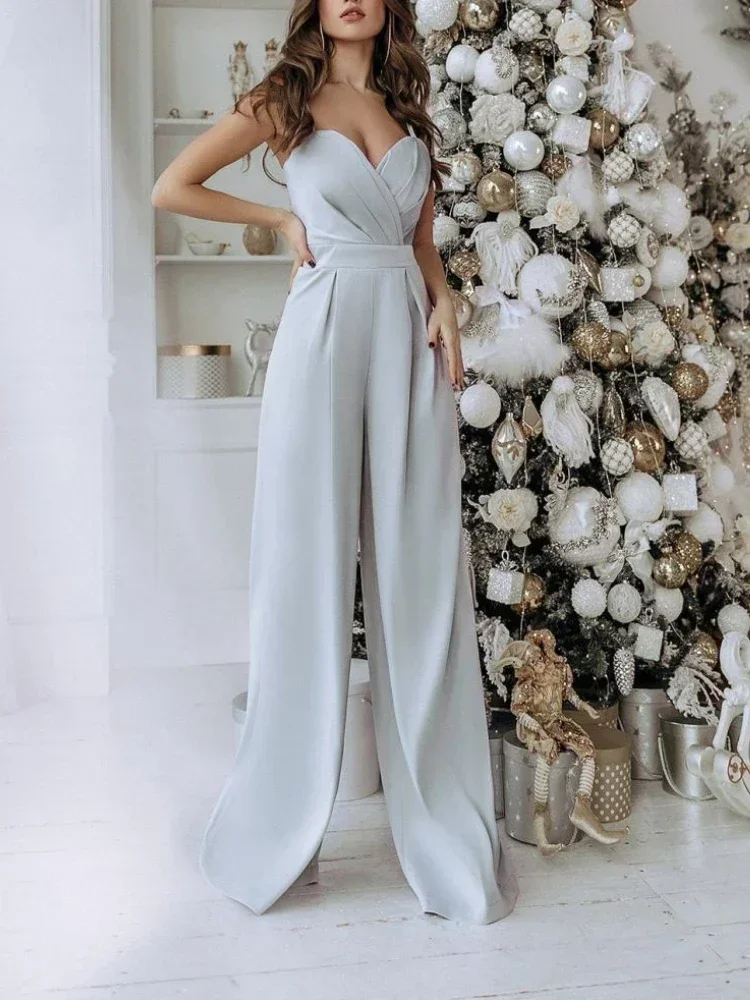 

Jumpsuit Women Spring Summer New Sleeveless Slip No Collar Women Clothes High Waist Long Style Pants Fashion Elegance Jumpsuit