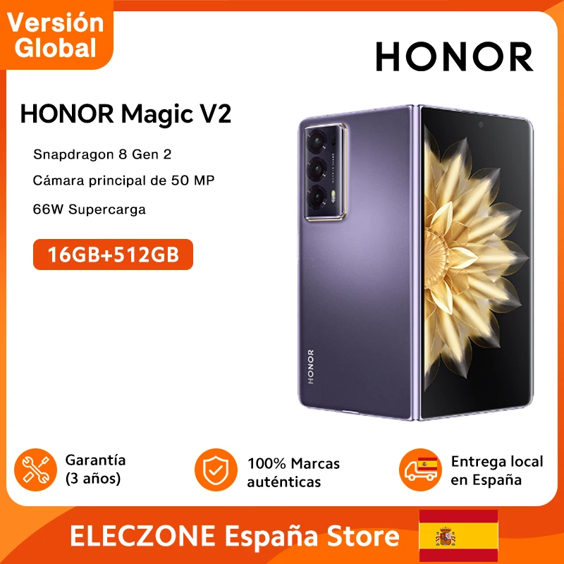 Versione Globale Honor Magic V2 V 2 5G Schermo Pieghevole Smartphone Snapdragon 8 Gen 2 50Mp Fotocamera Principale 66W Supercharge 5000Mah Batteria Mo