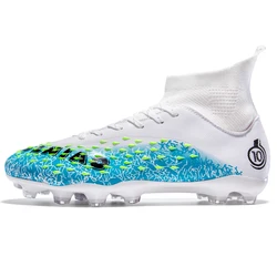 Men's Professional Soccer Cleats - Anti - Slip Outdoor Sports Shoes - 45 (X8823 - L - White)