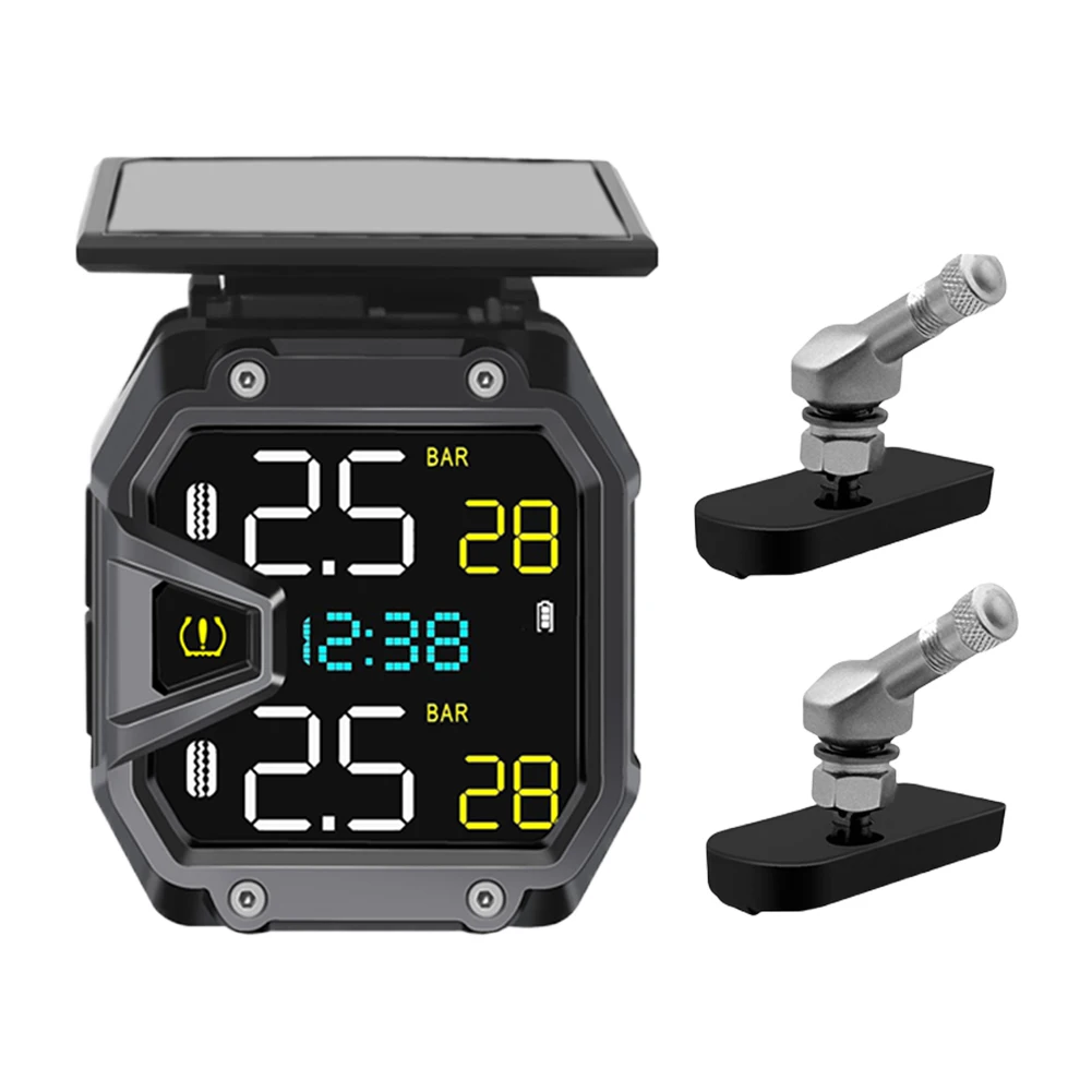 오토바이 공기압 센서 USB 포트 태양광 타이어 압력 모니터 IP67 방수 야외 사이클링 스포츠 액세서리