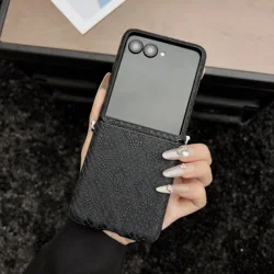 Luxury Business 3D Retro Snakeskin PU Leather Shockproof Case - Galaxy Z Flip5 (HEI)