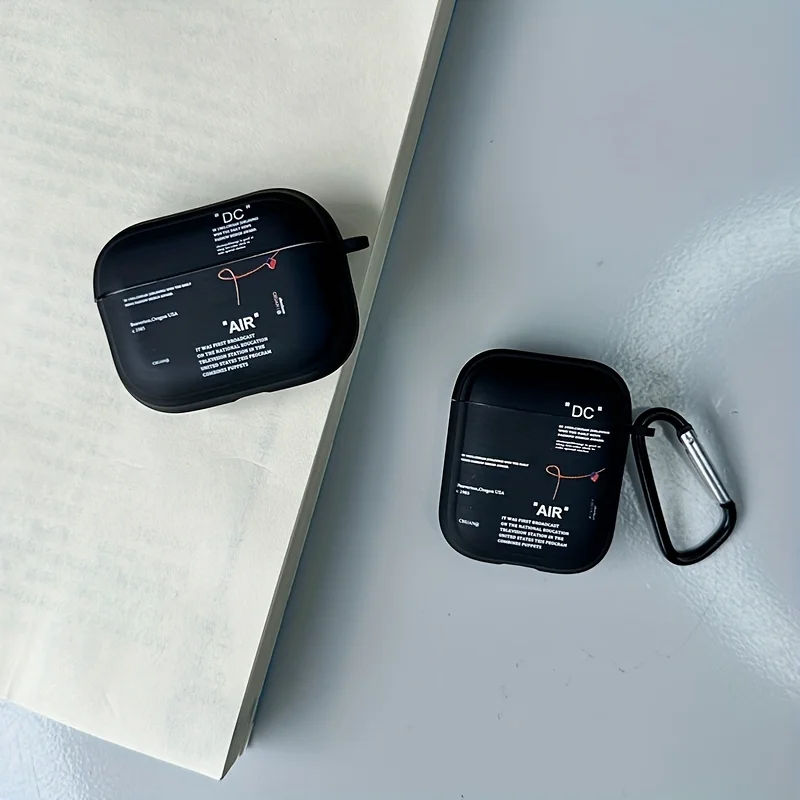 Sleek Black TPU AirPods Case with Keychain Attachment