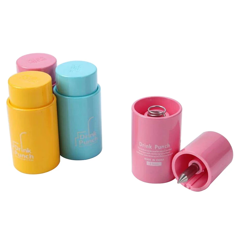 Drink Through A Straw Drink Punch / Water Bottle Cap Hole Maker / Juice Beverage Lid Straws Bottle Cap Hole Maker