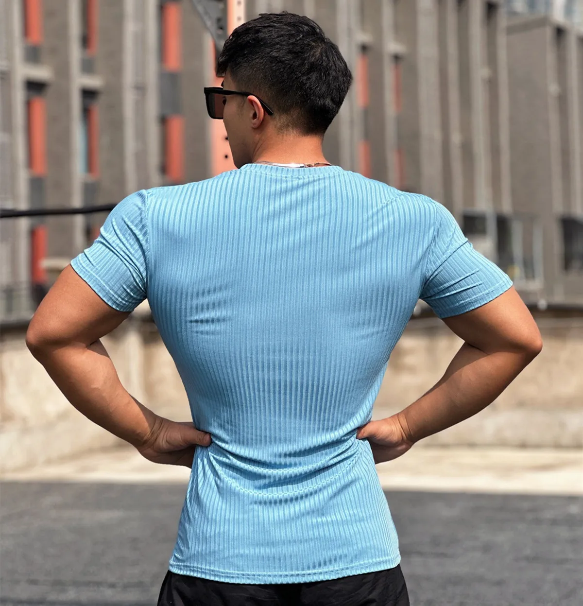 BUCROS T-Shirt Homme Hommes Summer Short Sleeve Fitness T-Shirt Running  Sport Gym Muscle T-Shirts Workout Casual Tops Vêtements-Blue,4XL :  : Mode