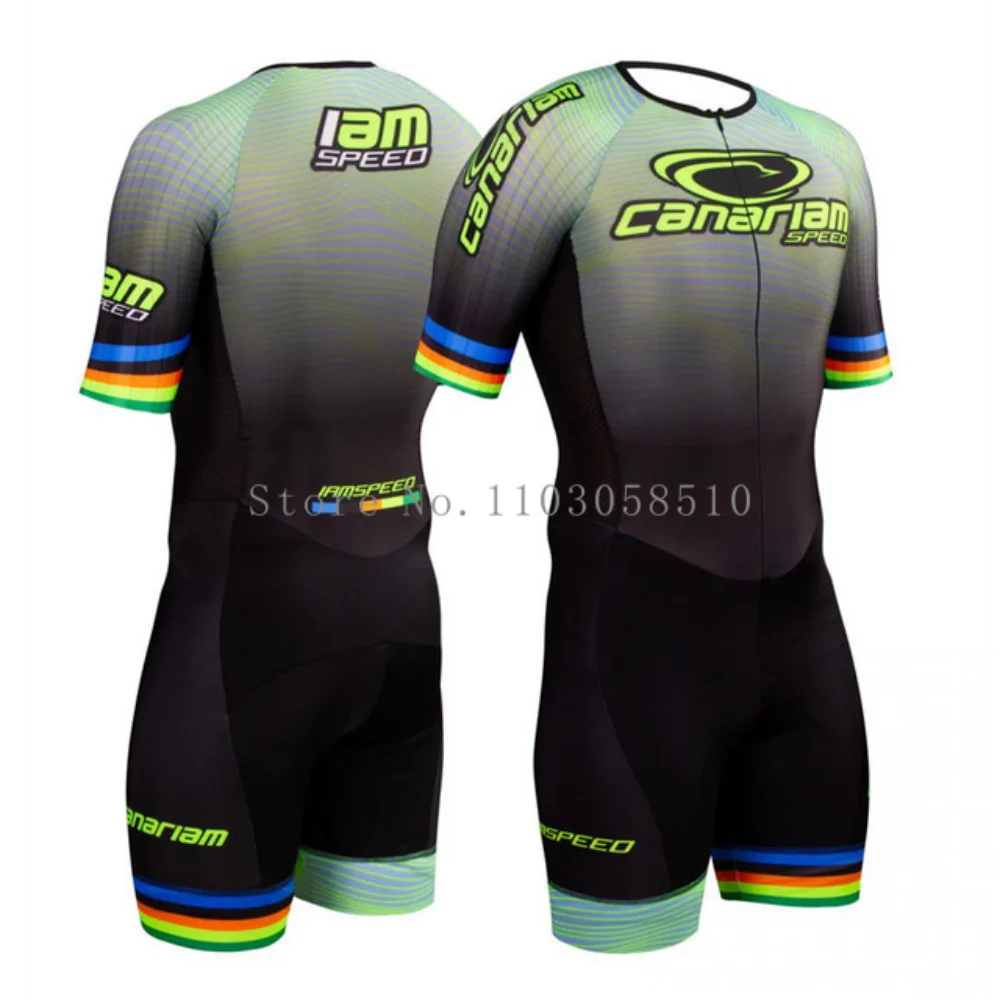 Canariam Men's Skate Suit Roller Skate Speed Race Fast Skat Speed Skats Ciclismo Skating Jumpsuit Pro Team Tights Skinsuit