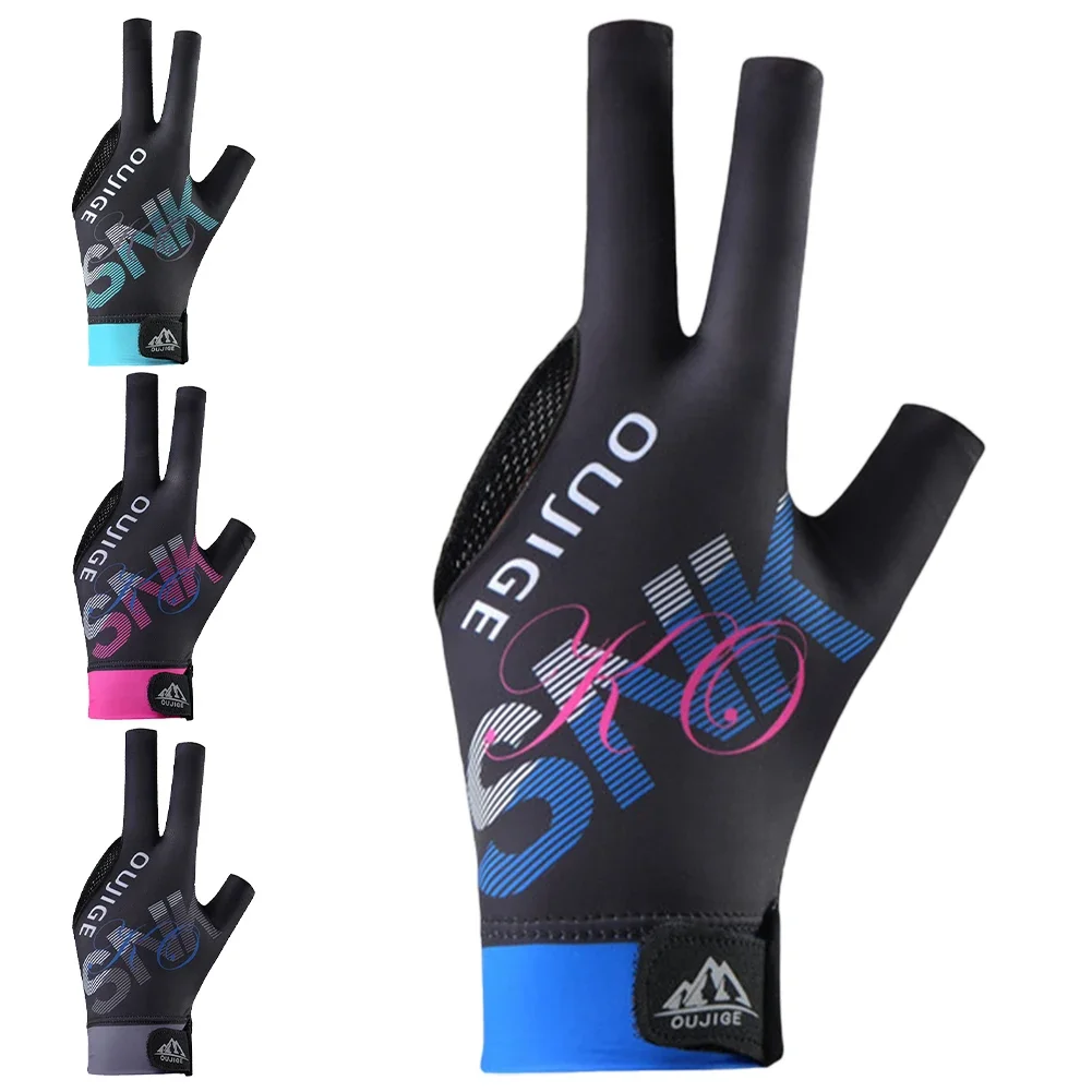Three Finger Left Hand Billiards Gloves Wear-resistant Lightweight Billiard Training Gloves Breathable Left Hand Snooker Glove