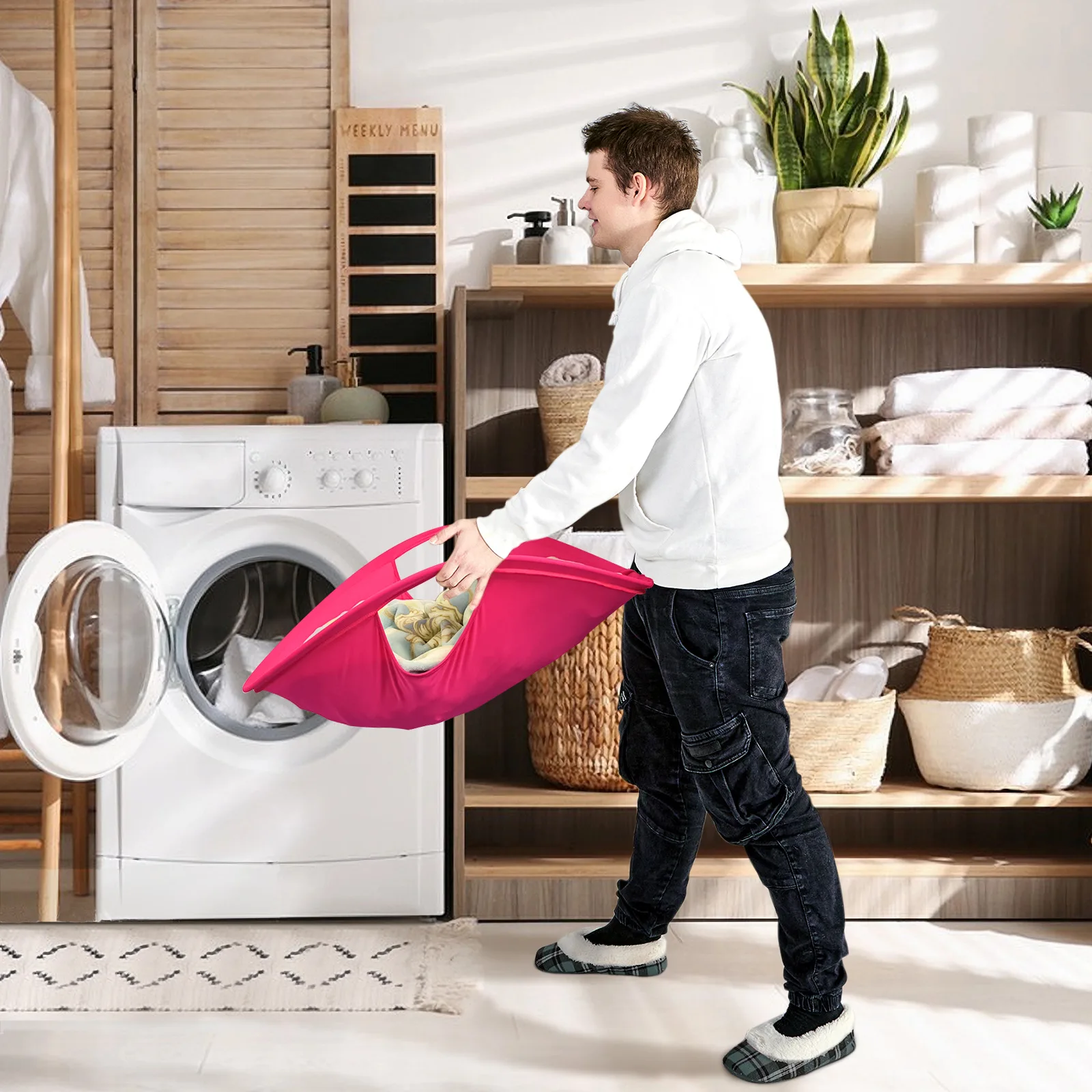 Description Picture 2 of itemHot Ins Foldable Laundry Basket Dirty Clothes Basket Bag Laundry Hamper Basket Pop-up Laundry Storage Home Bag Container Tools