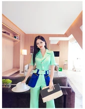 

new spring and summer office lady fashion casual brand female women girls patchwork short sleeve jumpsuits clothing
