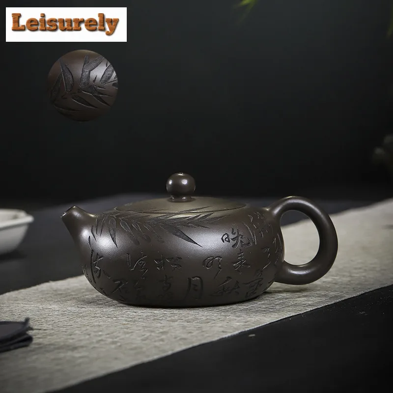 330ml Ancient Yixing Purple Clay Teapots Handmade Flat jade Pot Raw Ore Purple Mud Kettle with Infuser Chinese Zisha TeaSet Gift