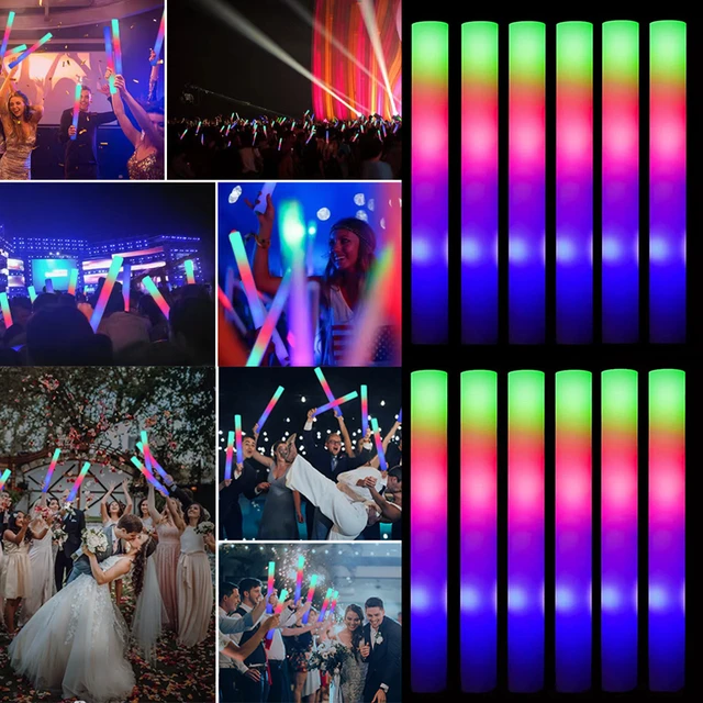 5PCS LED Light Sticks Bulk Colorful RGB Glow Foam Stick Cheer Tube Dark  Light for Xmas Halloween Birthday Wedding Party Supplies