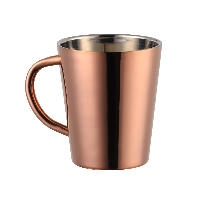 2 Stapelbare Dubbelwandige Gouden Roestvrijstalen Bekers - Koffiekopjes voor Oudjaar & Feest