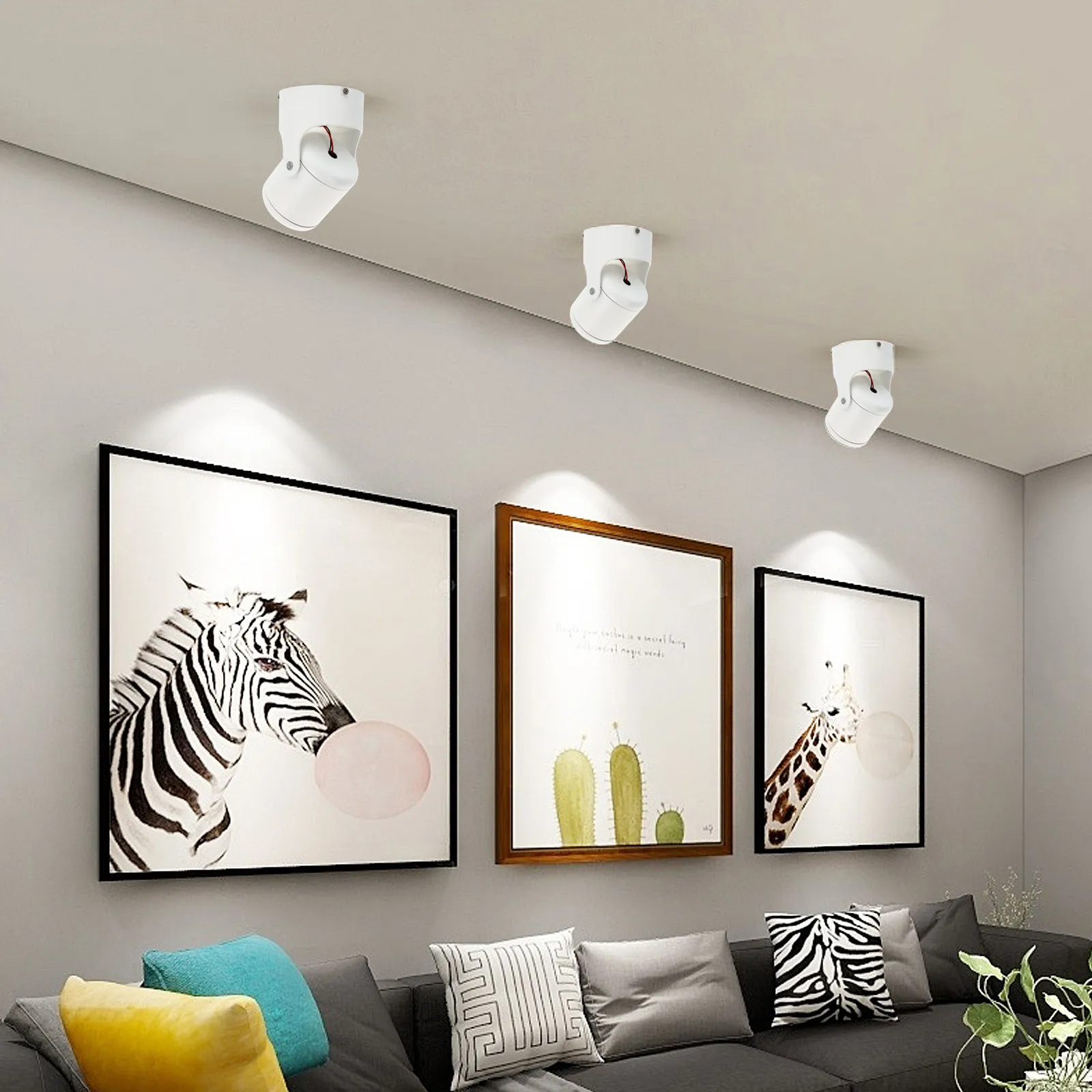 7W LED 스포트라이트 천장 벽걸이형 회전식 트랙 조명 레스토랑 바 보석 매장용 조절 가능