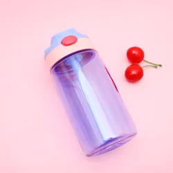 Kids Portable Water Bottle with Straw - 480ml, Perfect (Purple)