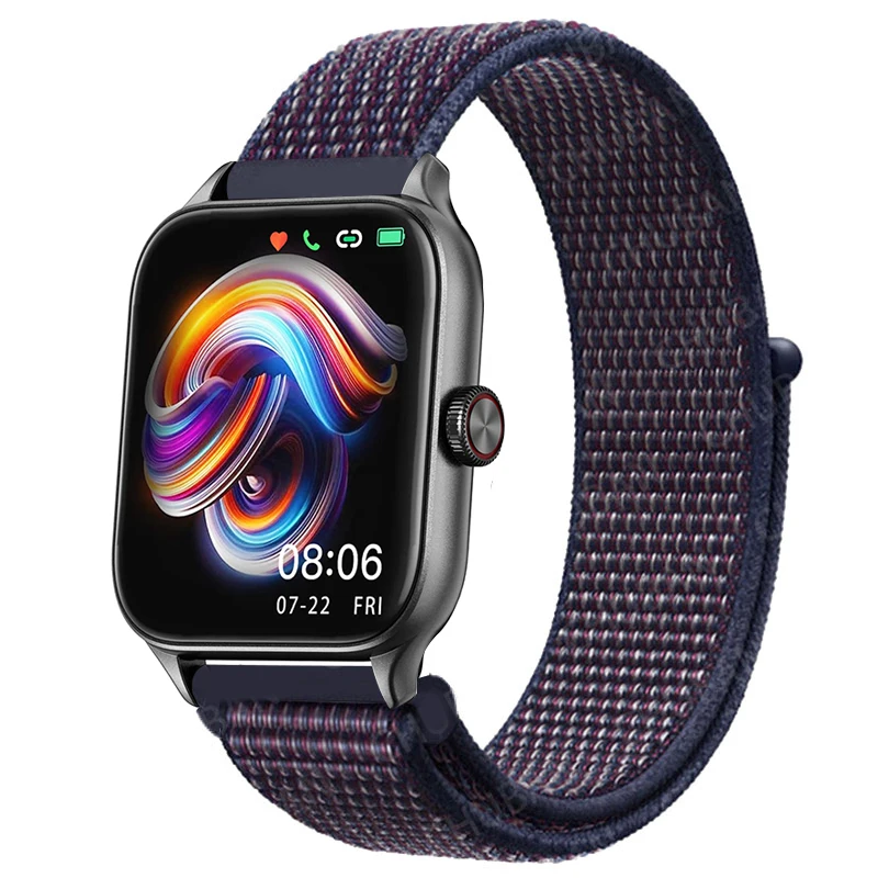 Sport Nylon Loop Bracelet Strap, 22mm or 20mm, Compatible with Popular Smartwatches