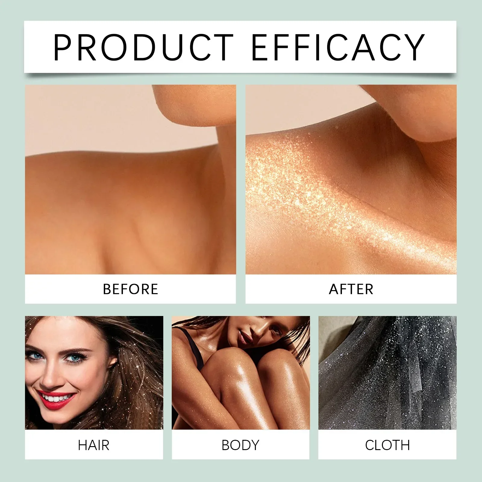 Stage Party Glitter Spray Sparkling Glitter Powder Long-lasting and Easy-to-apply Highlighter for Party Brightening Glitter 6