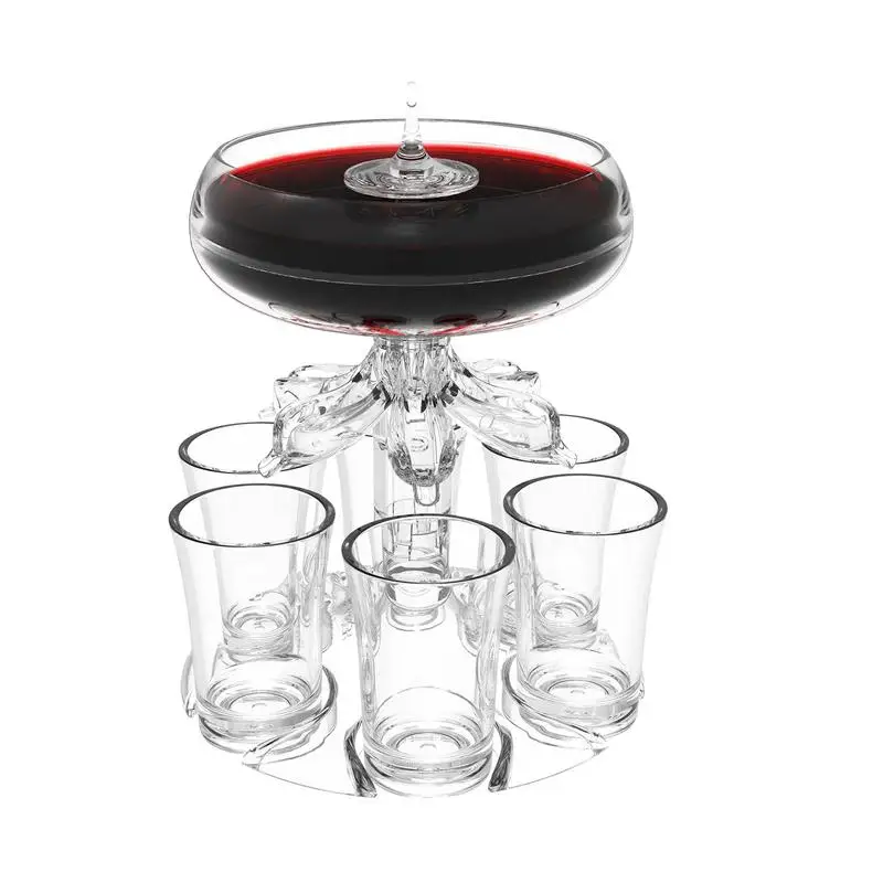6 Shot Glass Dispenser Holder Liquor Dispenser gloowing Drinking Games Tools Party Liquor with brush bottle opener