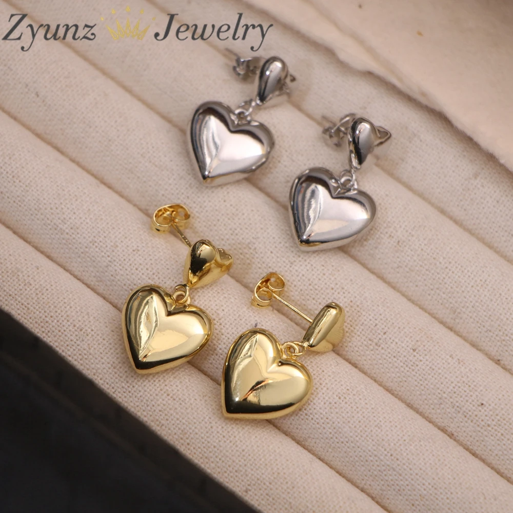 

5 Pairs, Simple Smooth Heart Shape Dangle Earrings Gold Color Personality Women Party Jewelry Trendy Girls Accessories
