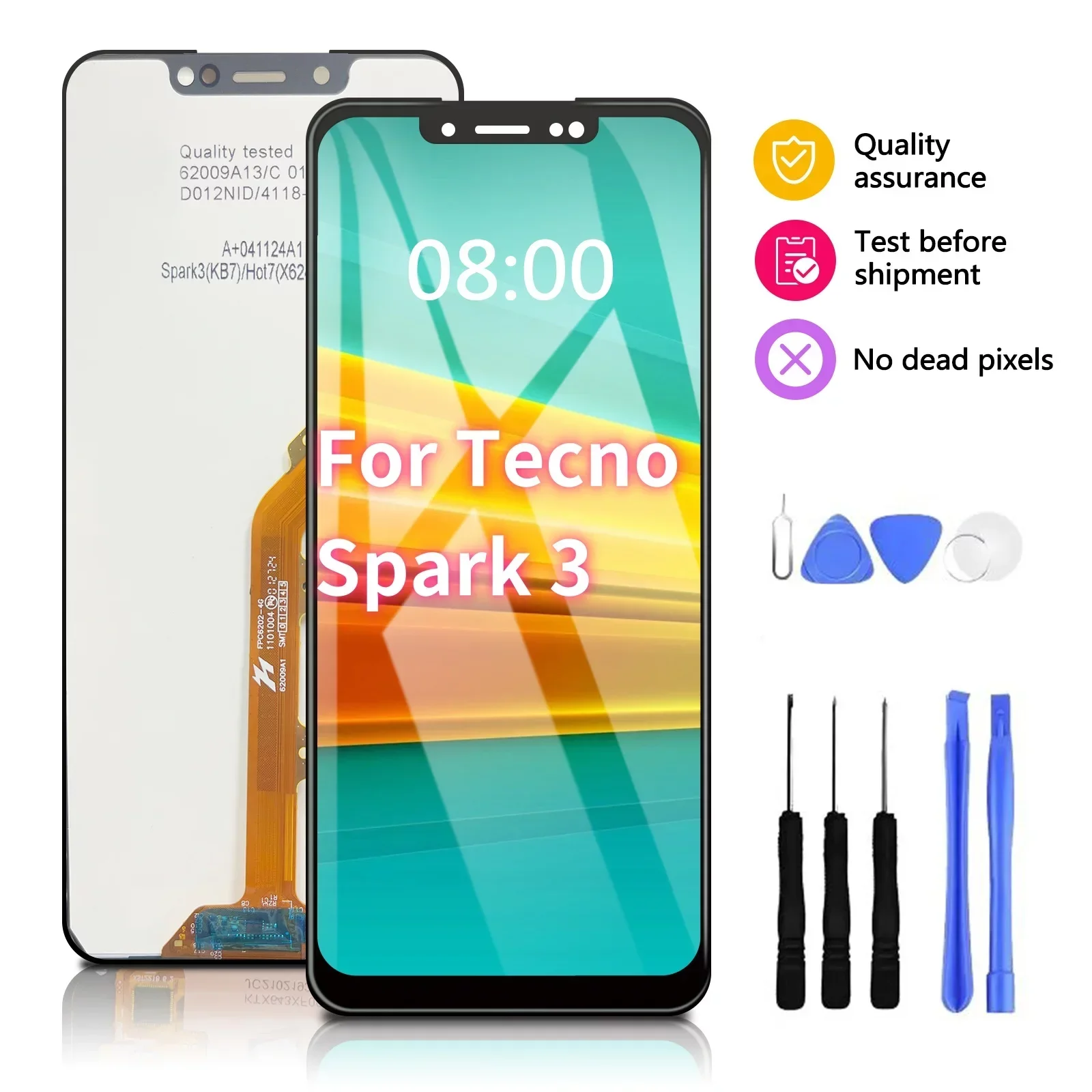 ЖК-дисплей 6,2 дюйма для Tecno Spark3 KB7, для Infinix Hot 7 X624 X624B, запасной ЖК-дисплей