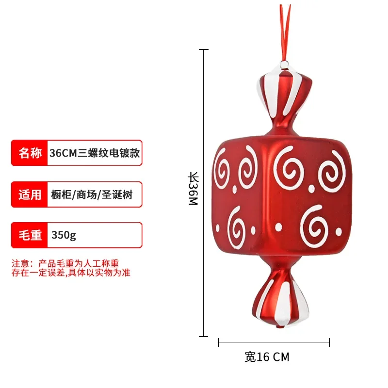 thumbnail image 1 of 36/38/40/55cm Bigger Christmas Decoration Red and White Painted Candy Hanging Decorations New Year 2024Christmas Tree Ornaments, 1 of 5