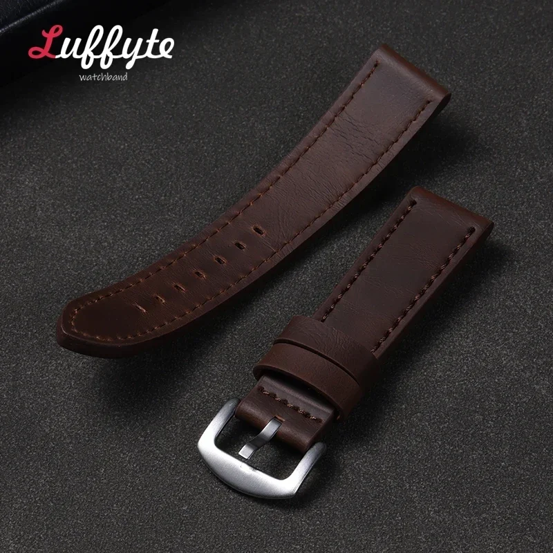 Elegant Vintage Leather Watch Strap - Premium Universal Bracelet in Black, Brown, and Grey