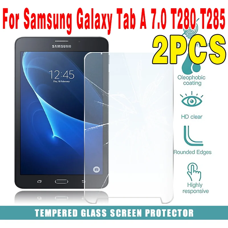 

2 шт. закаленное стекло для Samsung Galaxy Tab A A6, 7,0 дюйма, Φ, защита экрана 9H 0,3 мм, защитная пленка для планшета