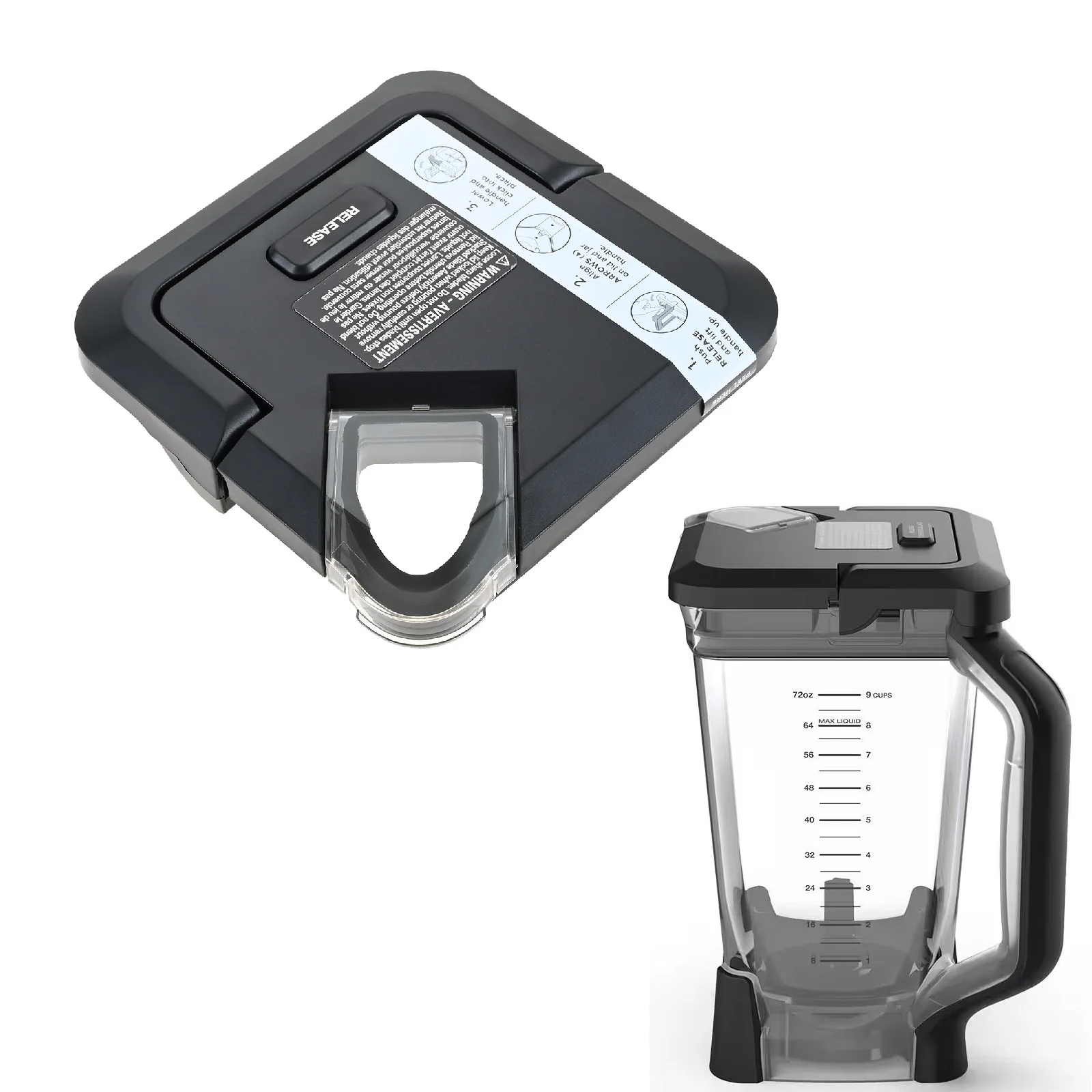 Coperchio per frullatore Ninja da 2041 g, coperchio di ricambio compatibile con BL610 BN750 BN751 BN801 BL710 CO650B DB751A per brocche con bordi estesi