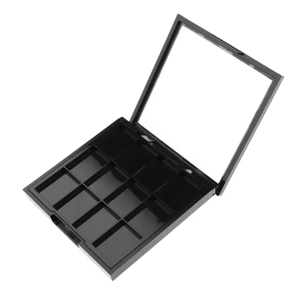 Empty Beauty Small Compact Eye Shadow Loose Storage Case, Black Travel Case with 12 Inner Slots