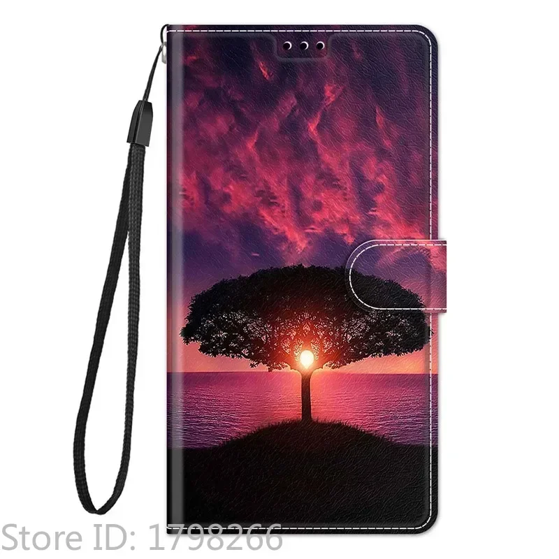 Leather Wallet Phone Case - Magnetic Flip Cover with Stand and Artistic Design