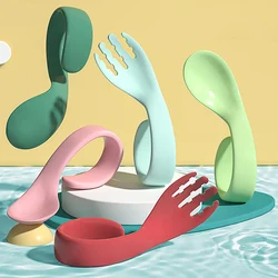 Silicone Spoon Fork for Baby Toddler Tableware Cartoon Infant Food Feeding Learn To Eat Training Bendable Soft Dinnerware