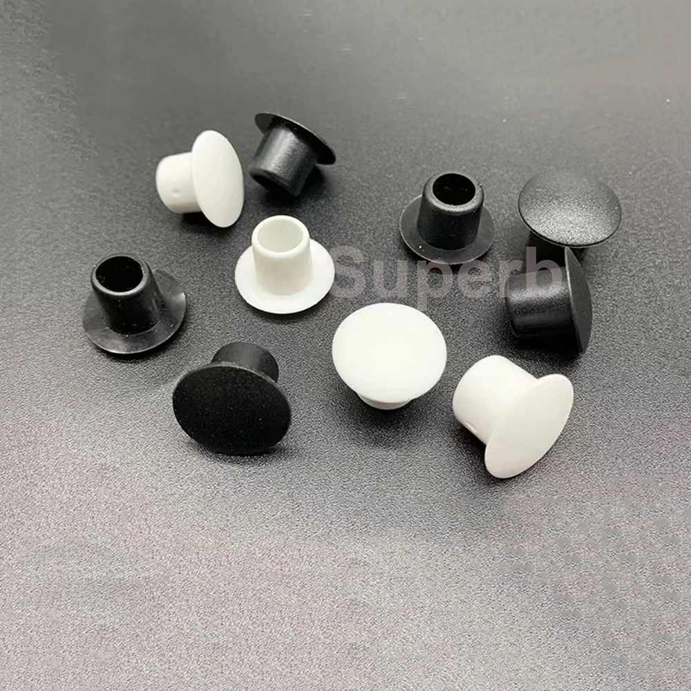 PVC Soft Rubber Hole Plug 9mm 10mm 11mm White/Black Dust Waterproof Cap Round Pipe Sealing Plugs Hardware Screw Covers 5/10/20Pcs