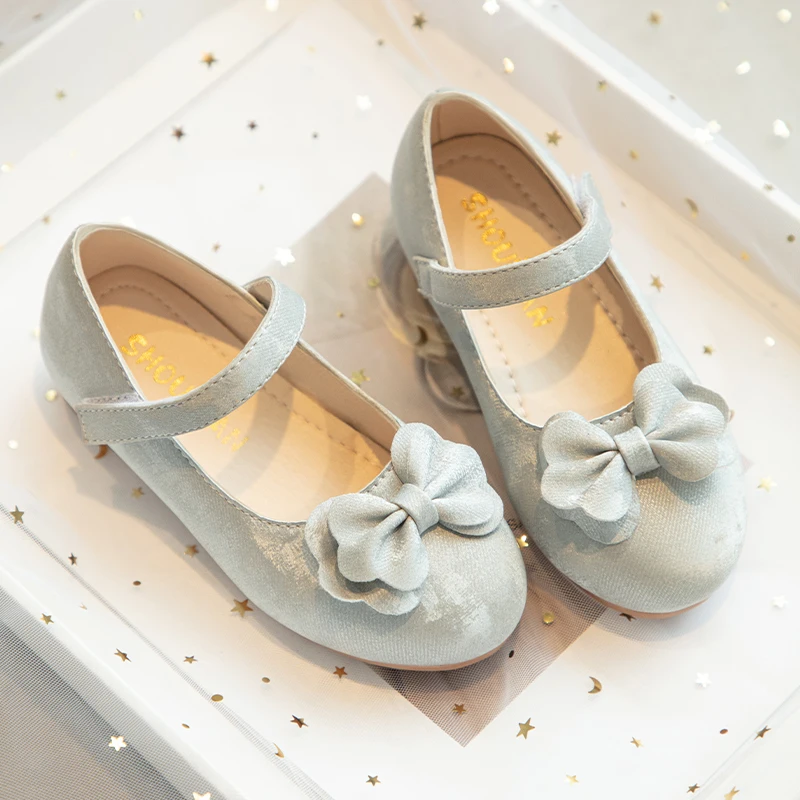 Girls Leather Formal Shoes with Sweet Bow Kids Princess Shoes for Party Wedding 2024 New Girls' Performance Dance Shoes Low Heel 3