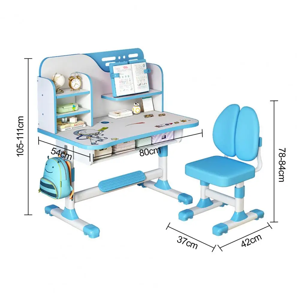 Modern Kids Desk And Chair Set Height Adjustable, Ergonomic Children School Writing Table Desktop Drawers Workstation