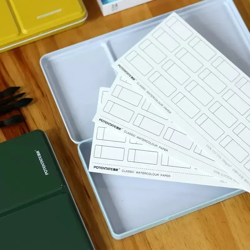 16/24grids Solid Watercolor Empty Iron Box Paint Palettes Storage Durable Easy To Clean Student Painting Palette Art Supplies