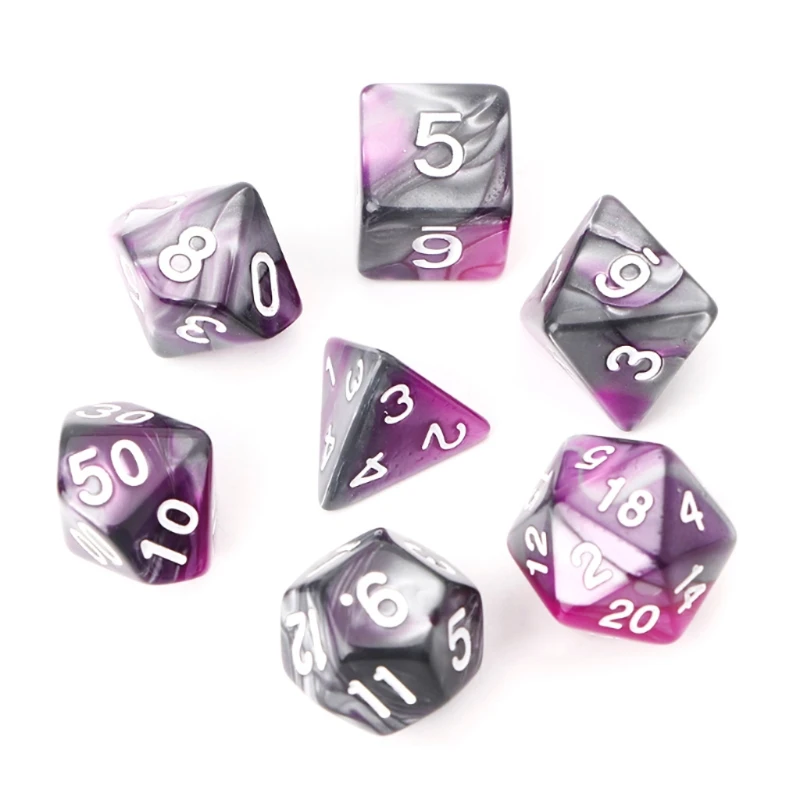 

7 шт./компл. акриловые многогранные кости для настольной игры TRPG D4-D20