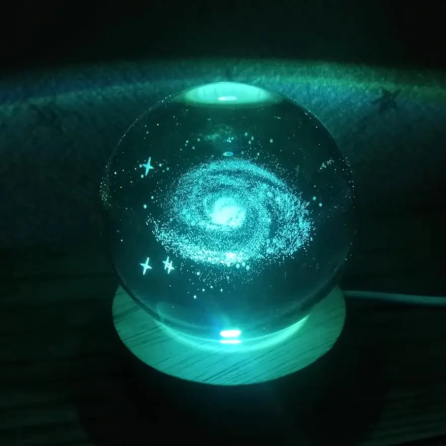 

Gosyfeti 3D Crystal Ball Night Light with Wooden Base, Galaxy Ball Night Lamp with 16 Colors Remote Control,Birthday Gifts