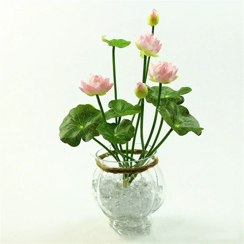 Mini Artificial Lotus Water Lily Potted Plant - Green Decor for Home, Party, and Wedding